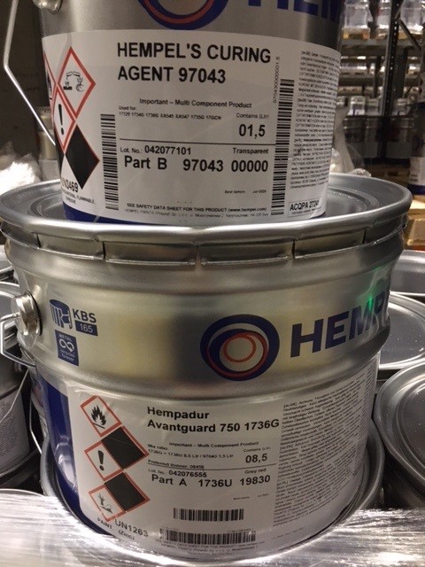 Hempadur Avantguard 750 RÖTLICHGRAU 19830 (Basis Avantguard 750 1736U + Hempel's Curing Agent 97043), Hempel 1736G, 10 Ltr.