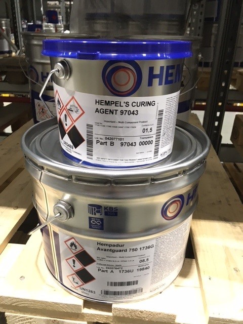 Hempadur Avantguard 750 GRAU 19840 (base Avantguard 750 1736U + Hempel's Curing Agent 97043), Hempel 1736G, 10 Ltr.