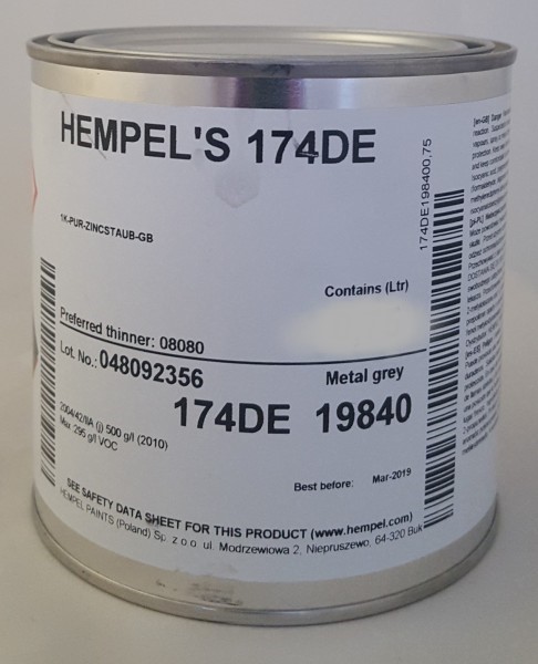 Hempel's Zink Primer 16490, Hempel 19840 = Metallgrau, 4 Ltr.