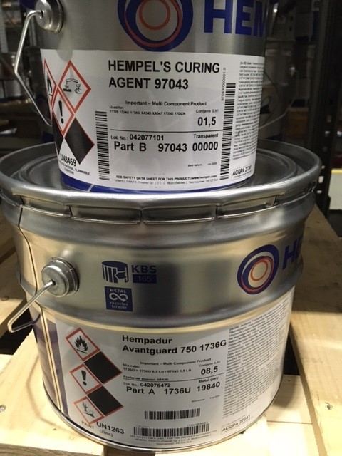 Hempadur Avantguard 750 GRAU 19840 (base Avantguard 750 1736U + Hempel's Curing Agent 97043), Hempel 1736G, 10 Ltr.